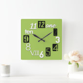 Funky Numbra Square Lime Green Wall Clocks Vierkante Klok (Huis)
