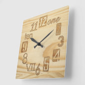 Funky Numbra "Wood grain" Square Wall Clocks Vierkante Klok (Hoek)