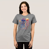 Funky Ocean Guardians: Aangepaste octopia en kwall Tri-Blend Shirt (Voorkant volledig)