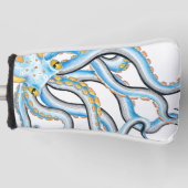 Funky Octopus Ink Blue Oranje Golfheadcover (Voorkant)