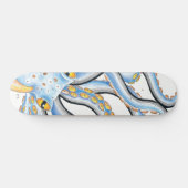 Funky Octopus Ink Blue Oranje Persoonlijk Skateboard (Horizontaal)