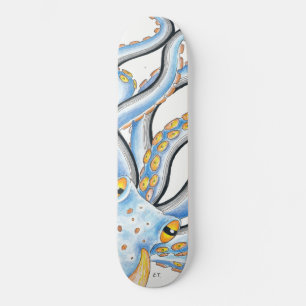 Funky Octopus Ink Blue Oranje Persoonlijk Skateboard