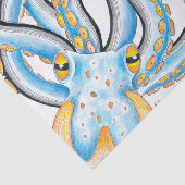 Funky Octopus Ink Blue Oranje Tissuepapier (Detail)