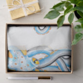 Funky Octopus Ink Blue Oranje Tissuepapier (Geschenk)