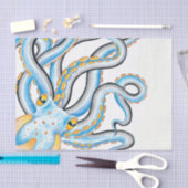 Funky Octopus Ink Blue Oranje Tissuepapier (Craft)
