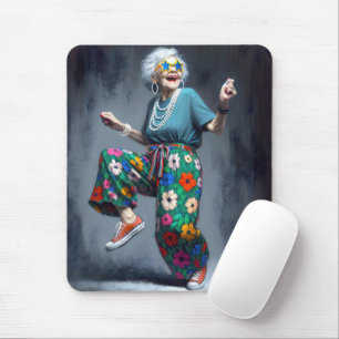 Funky Old Lady Dancing Muismat