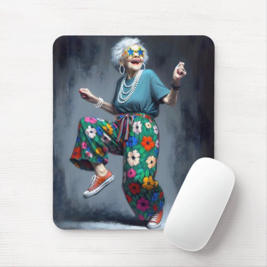 Funky Old Lady Dancing Muismat (Met muis)