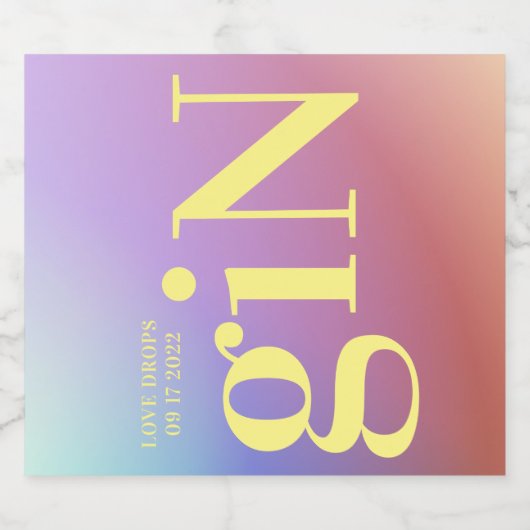 Funky Ombre Big Monogram Modern Bold Simple Gin Likeurfles Etiket (Enkel label)