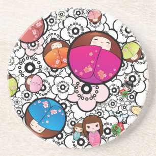 Funky Onderzetters met Japanse Kokeshi Dolls