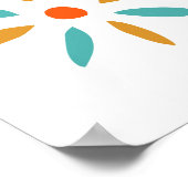 Funky Oranje Blauwe Bloem Middeleeuwse eeuw Poster (Hoek)