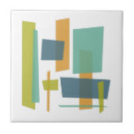 Funky Oranje Blauwe Groene Rechthoeken Midden-eeuw Tegeltje<br><div class="desc">Dit fantastische moderne keramische tegels uit het midden van de eeuw kenmerkt funky rechthoeken in tinten van turquoise,  blauw,  oranje en avocado groen. Wat een geweldige toevoeging aan uw betegelproject!</div>