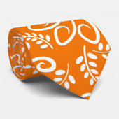 Funky oranje bloemen en bladeren Stropdas (Opgerold)