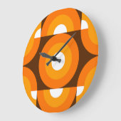 Funky Oranje Brown Retro Circles Art Patroon Grote Klok (Hoek)