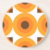 Funky Oranje Brown Retro Circles Art Patroon Zandsteen Onderzetter (Voorkant)