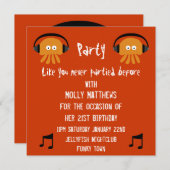 Funky Oranje Jellyfish DJ party Kaart (Voorkant / Achterkant)