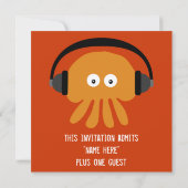 Funky Oranje Jellyfish DJ party Kaart (Achterkant)