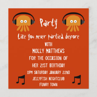 Funky Oranje Jellyfish DJ party Kaart