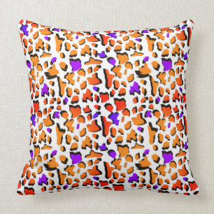 Funky Oranje Paars Leopard Print Modern Kussen