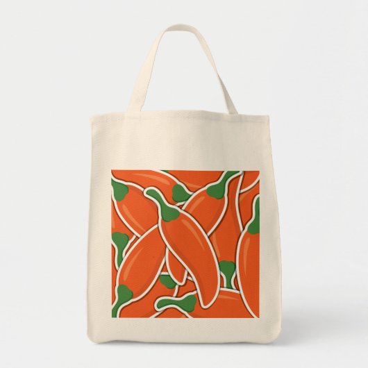 Funky oranje pepers tote bag (Voorkant)