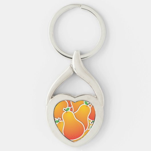 Funky oranje peren sleutelhanger (Voorkant)