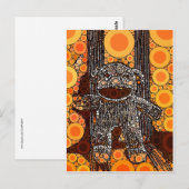 Funky Oranje Sock Monkey Circles Bubbles Pop Art Briefkaart (Voorkant / Achterkant)