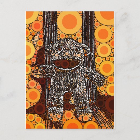 Funky Oranje Sock Monkey Circles Bubbles Pop Art Briefkaart (Voorkant)