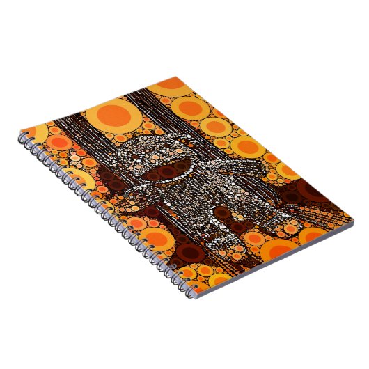 Funky Oranje Sock Monkey Circles Bubbles Pop Art Notitieboek (Rechterzijde)