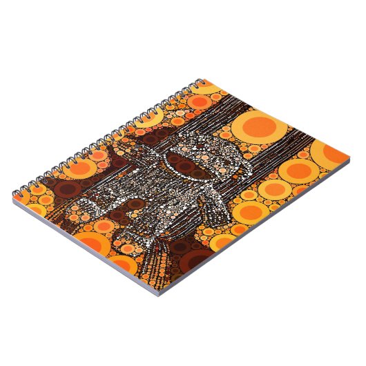 Funky Oranje Sock Monkey Circles Bubbles Pop Art Notitieboek (Linkerzijde)