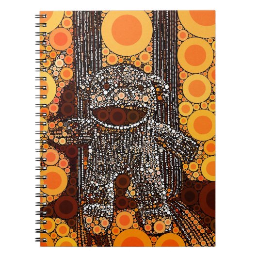 Funky Oranje Sock Monkey Circles Bubbles Pop Art Notitieboek (Voorkant)