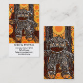 Funky Oranje Sock Monkey Circles Bubbles Pop Art Visitekaartje (Voorkant / Achterkant)