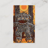 Funky Oranje Sock Monkey Circles Bubbles Pop Art Visitekaartje (Achterkant)