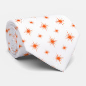 Funky Oranje Starburst Pattern Retro Mid Century Stropdas (Opgerold)