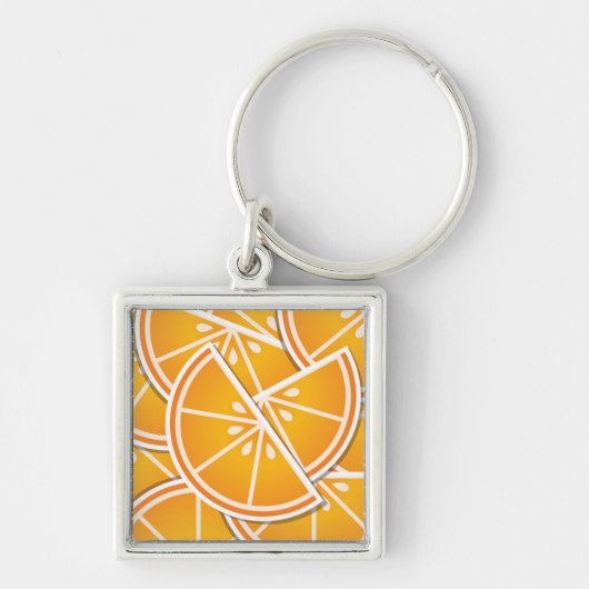Funky oranje wig sleutelhanger (Voorkant)