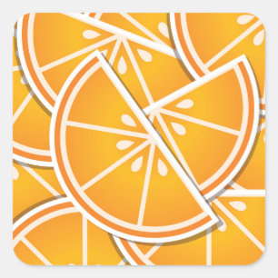 Funky oranje wig vierkante sticker
