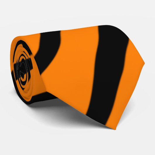 Funky Oranje Zebra Print Pattern Stripes Stropdas (Opgerold)