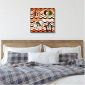 Funky Oranje, zwart, White Photo Wall Hanging Canvas Afdruk (Insitu (Slaapkamer))