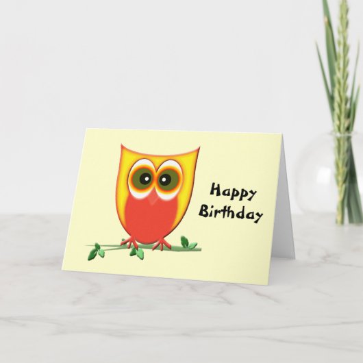 Funky Owl Birthday Wenskaart Kaart (Voorkant)