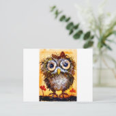 Funky owl briefkaart (Staand voorkant)