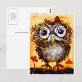 Funky owl girl briefkaart (Voorkant / Achterkant)