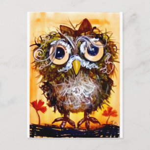 Funky owl girl briefkaart