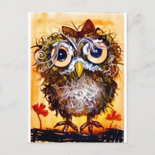 Funky owl girl briefkaart (Voorkant)
