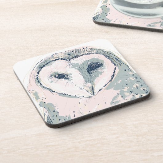 Funky Owl Portrait Bier Onderzetter (Linkerzijde)