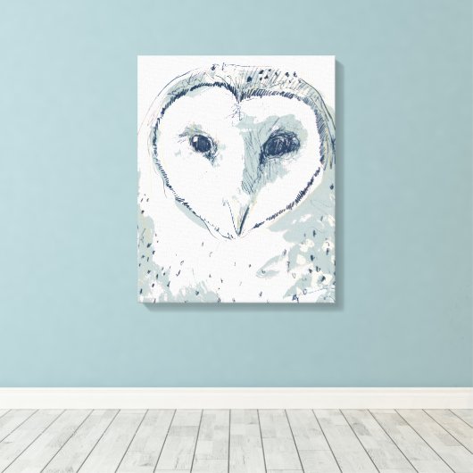 Funky Owl Portrait Canvas Afdruk (Insitu (Houten vloer))