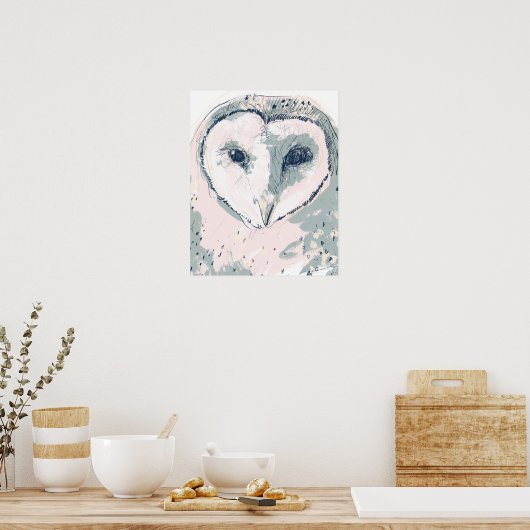 Funky Owl Portrait Poster (Keuken)