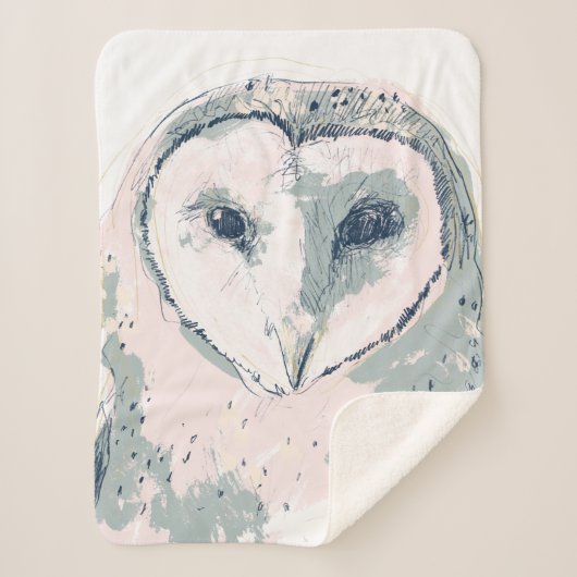 Funky Owl Portrait Sherpa Deken (Voorkant)