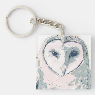 Funky Owl Portrait Sleutelhanger