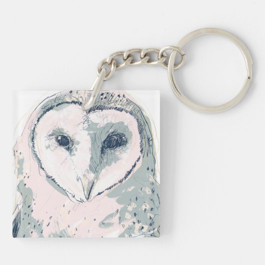 Funky Owl Portrait Sleutelhanger (Achterkant)