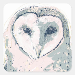Funky Owl Portrait Vierkante Sticker