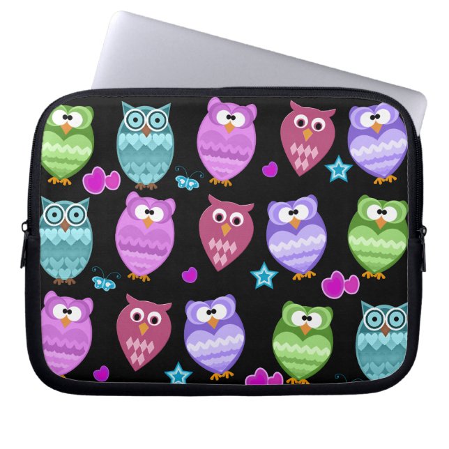 funky owls laptop sleeve (Voorkant)