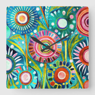 Funky paardenbloemen wandklok